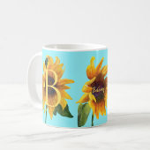 Heldergele Zonnebloemen Botanische Waterverf Mok (Voorkant links)