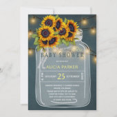 Heldergele zonnebloemen mason pot baby shower kaart (Voorkant)