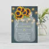 Heldergele zonnebloemen mason pot baby shower kaart (Staand voorkant)