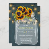 Heldergele zonnebloemen mason pot baby shower kaart (Voorkant / Achterkant)