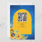 Heldergele zonnebloemen op blauwe achtergrond kaart (Achterkant)