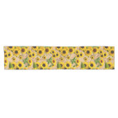 Heldergele zonnebloempitten op marmer korte tafelloper (Horizontaal)