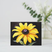 Heldergele zwarte ogen Susan Waterverf Briefkaart (Staand voorkant)
