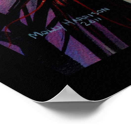 Heldergelig Poster met heks Fantasy (Hoek)