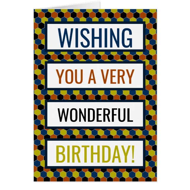 Heldergeometrisch patroon, geboortedag (Voorkant)