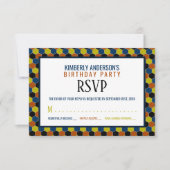 Heldergeometrisch patroon, modern Birthday RSVP Kaart (Voorkant)