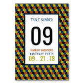 Heldergeometrisch patroon, modern Birthday-tabel n Kaart (Achterkant)