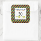 Heldergeometrisch patroon, moderne verjaardag vierkante sticker (Tas)