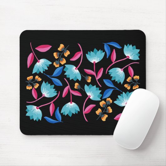 Heldergeverfde Abstracte Floral Muismat (Met muis)