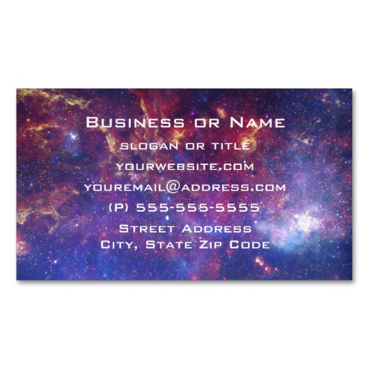 Heldergloeiende melkweg in de buitenruimte magnetisch visitekaartje (Voorkant)
