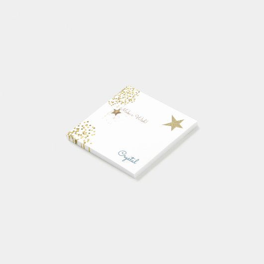 Heldergouden glitter sapphire maakt een wensvakant post-it® notes (Schuin)