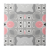 Heldergrijs en roze, gecompliceerd elegant tegeltje (Voorkant)
