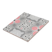 Heldergrijs en roze, gecompliceerd elegant tegeltje (Zijkant)