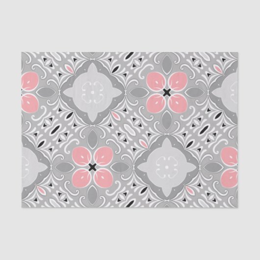 Heldergrijs en roze, gecompliceerd elegant  tissuepapier (Voorkant)