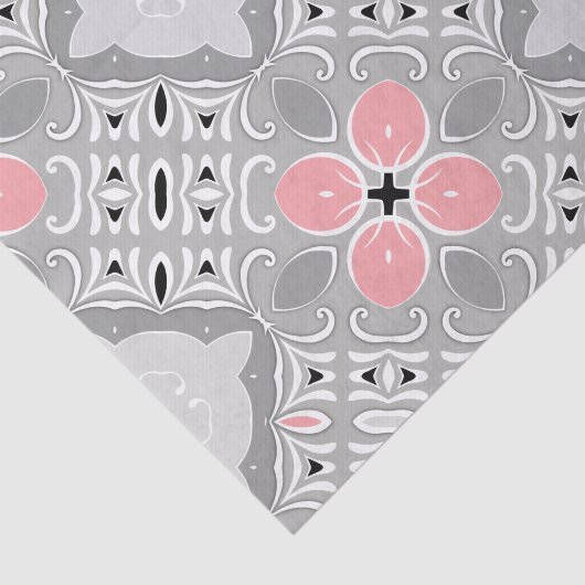 Heldergrijs en roze, gecompliceerd elegant  tissuepapier (Detail)