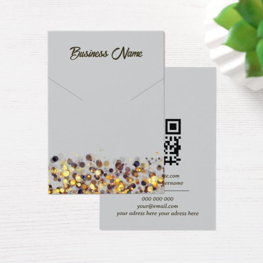 Heldergrijs gouden QR code ketting display kaart (Bureau)