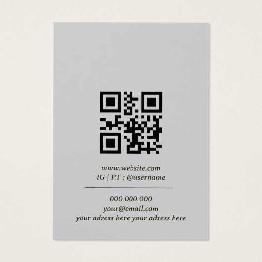 Heldergrijs gouden QR code ketting display kaart (Achterkant)