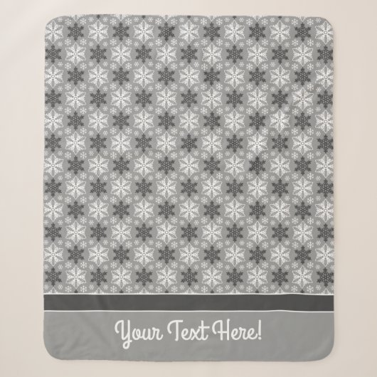 Heldergrijs zwart winterwit Snowflake patroon Sherpa Deken (Voorkant)