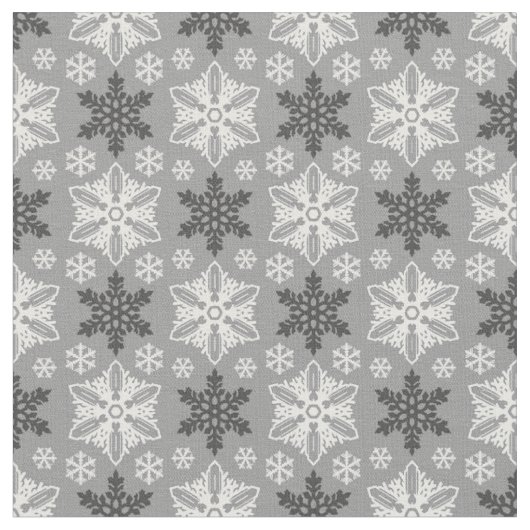 Heldergrijs zwart winterwit Snowflake patroon Stof (Close Up)