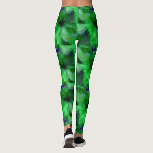 Heldergroen Abstract kunstpatroon Leggings (Achterkant)
