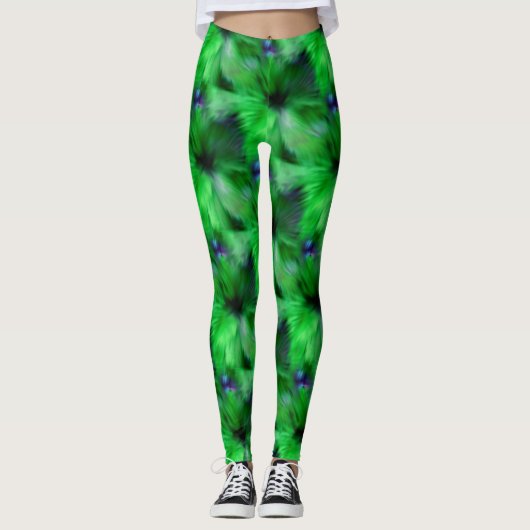 Heldergroen Abstract kunstpatroon Leggings (Voorkant)