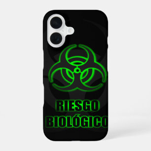 Heldergroen biogevaarsymbool iPhone 16 hoesje