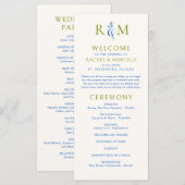 Heldergroen Blauw Eenvoudig Monogram Programma (Voorkant / Achterkant)