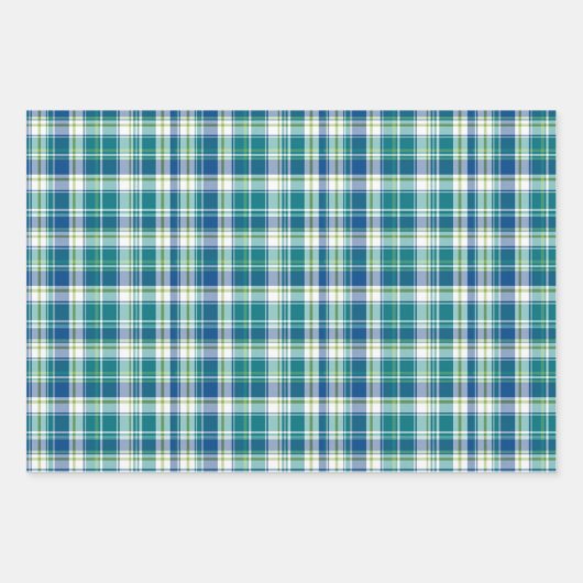 Heldergroen, blauw en wit geplakt inpakpapier vel (Voorkant 3)