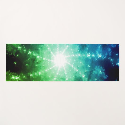 Heldergroen blauw licht aan het einde van de tunne yogamat (Voorkant (horizontaal))