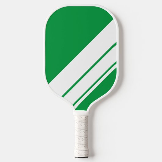 Heldergroen brede witte diagonale racestrepen pickleball paddle (Voorkant)