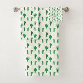 Heldergroen cactus-patroon bad handdoek (Insitu)