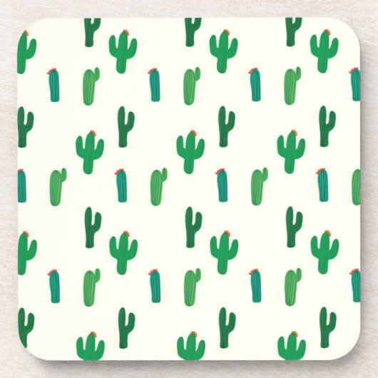 Heldergroen cactus-patroon bier onderzetter (Voorkant)