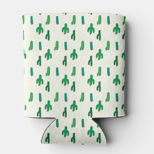 Heldergroen cactus-patroon blikjeskoeler (Achterkant)