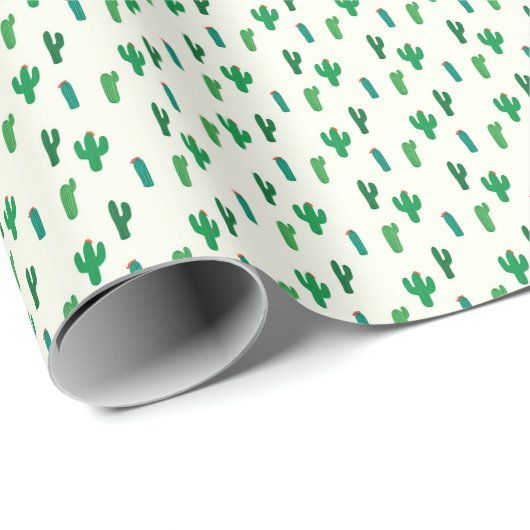 Heldergroen cactus-patroon cadeaupapier (Rol Hoek)