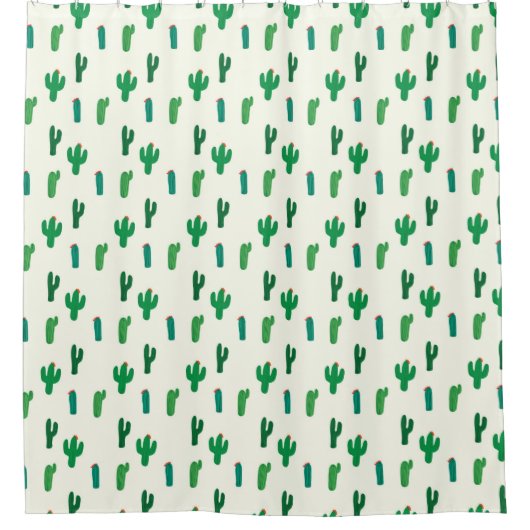 Heldergroen cactus-patroon douchegordijn (Voorkant)