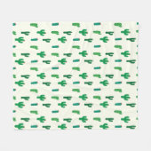 Heldergroen cactus-patroon fleece deken (Voorkant (Horizontaal))