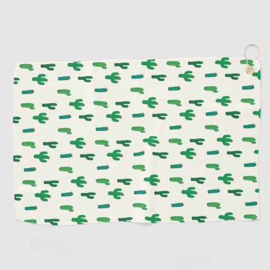Heldergroen cactus-patroon golfhanddoek (Horizontaal)