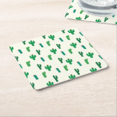 Heldergroen cactus-patroon kartonnen onderzetters (Schuin)