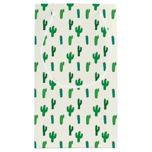 Heldergroen cactus-patroon klein cadeauzakje (Achterkant)