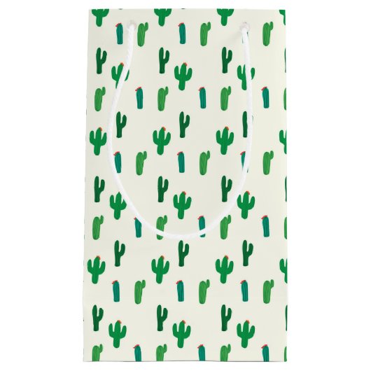 Heldergroen cactus-patroon klein cadeauzakje (Voorkant)