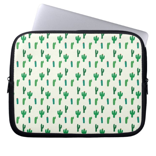 Heldergroen cactus-patroon laptop sleeve (Voorkant)