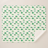 Heldergroen cactus-patroon sherpa deken (Voorkant (horizontaal))