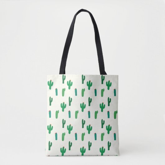 Heldergroen cactus-patroon tote bag (Voorkant)