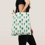 Heldergroen cactus-patroon tote bag (Dichtbij)