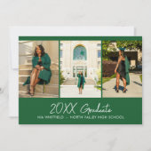 Heldergroen Eenvoudige Foto Collage Afstudeerfeest Kaart (Voorkant)