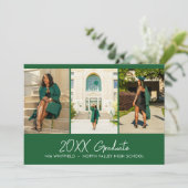 Heldergroen Eenvoudige Foto Collage Afstudeerfeest Kaart (Staand voorkant)