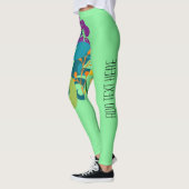 Heldergroen en helder Veelkleurige Bloemen Leggings (Links)