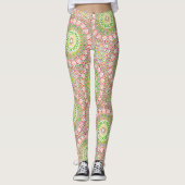 Heldergroen en Magenta Mandala Patroon Leggings (Voorkant)