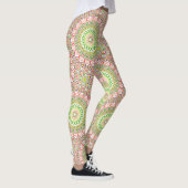 Heldergroen en Magenta Mandala Patroon Leggings (Rechts)