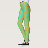 Heldergroen en Oranje patroon Leggings (Links)